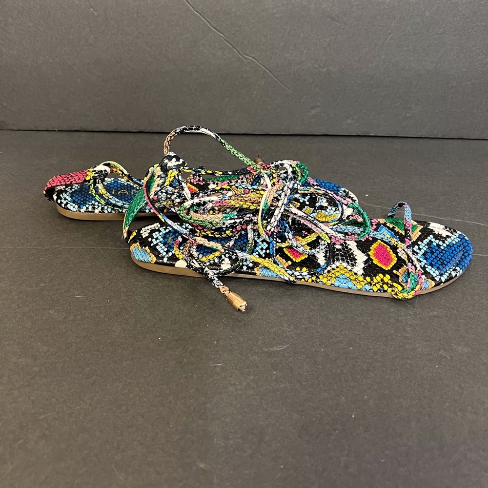 Liliana Colorful Snake Skin Pattern Strappy Sandals Size 8 - Picture 4 of 8